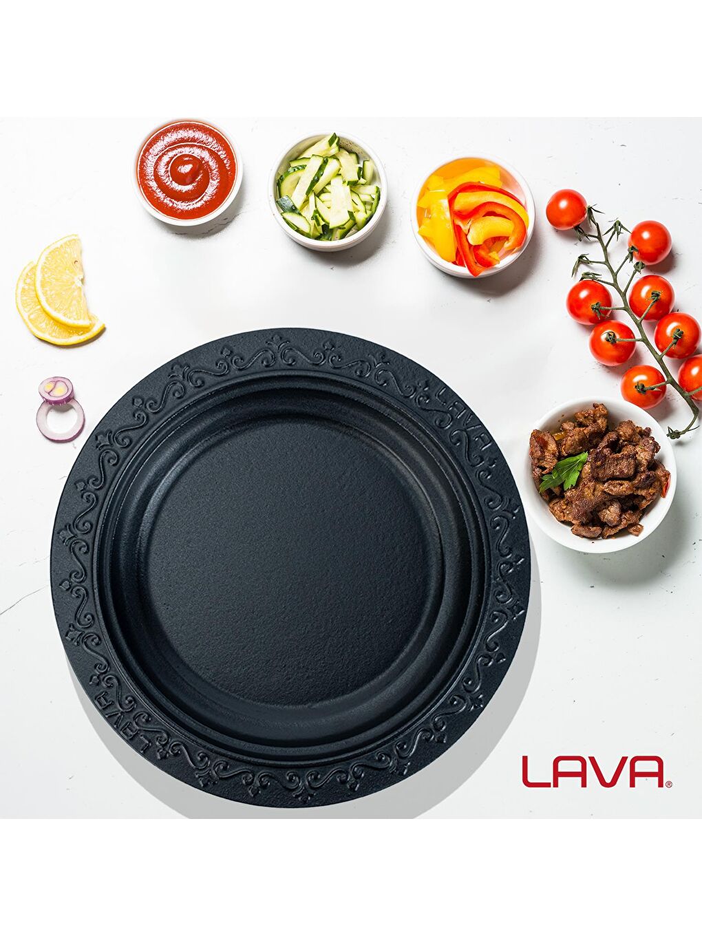 LAVA Siyah Oval Döner Kebap Tabağı. Çap(Ø)28cm. - 4