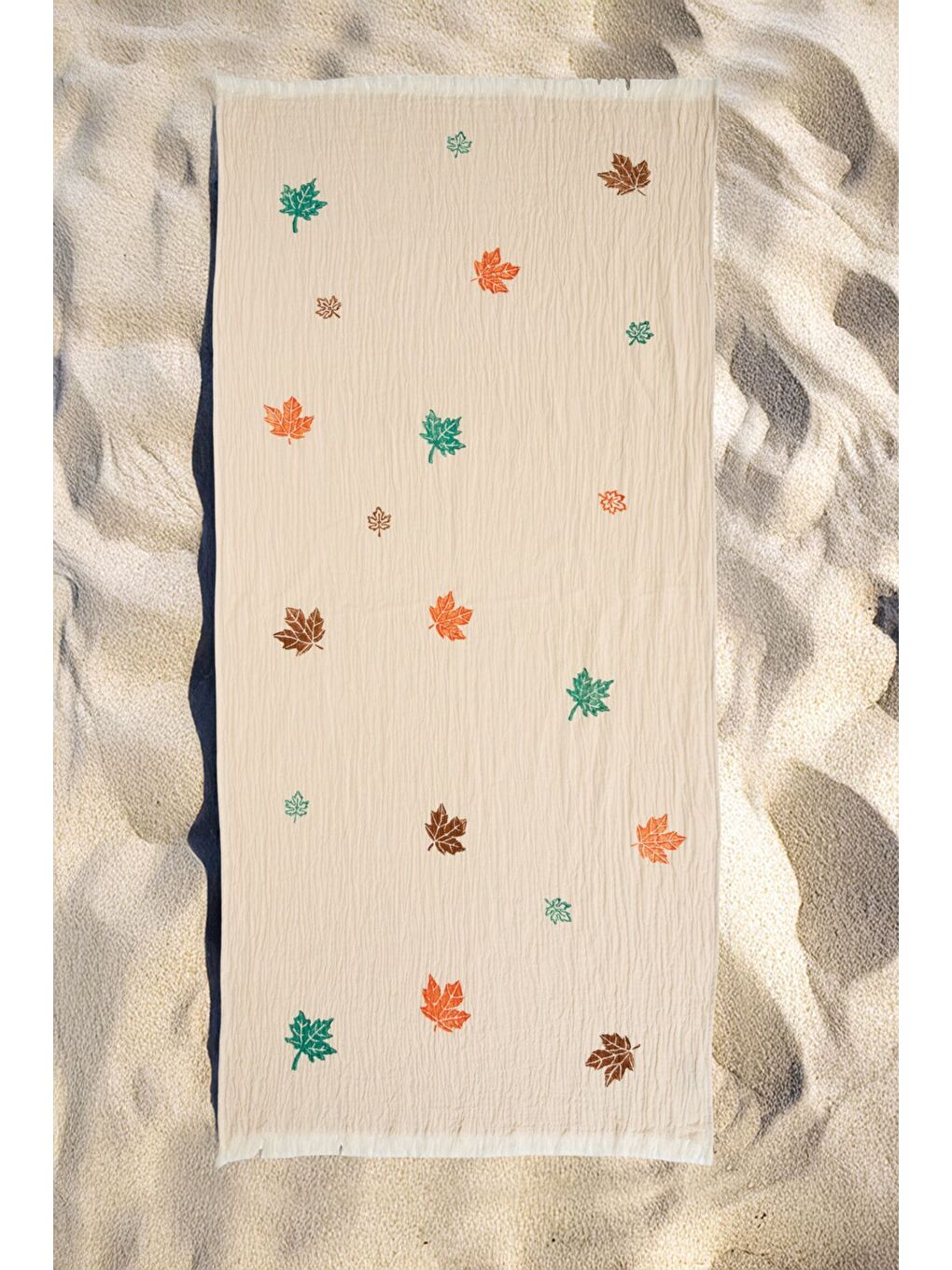 Ekru Organik %100 Pamuk Müslin Peştemal - Sonbahar-1