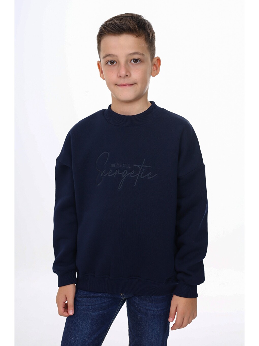 Lacivert Erkek Çocuk Nakışlı Sweatshirt-4