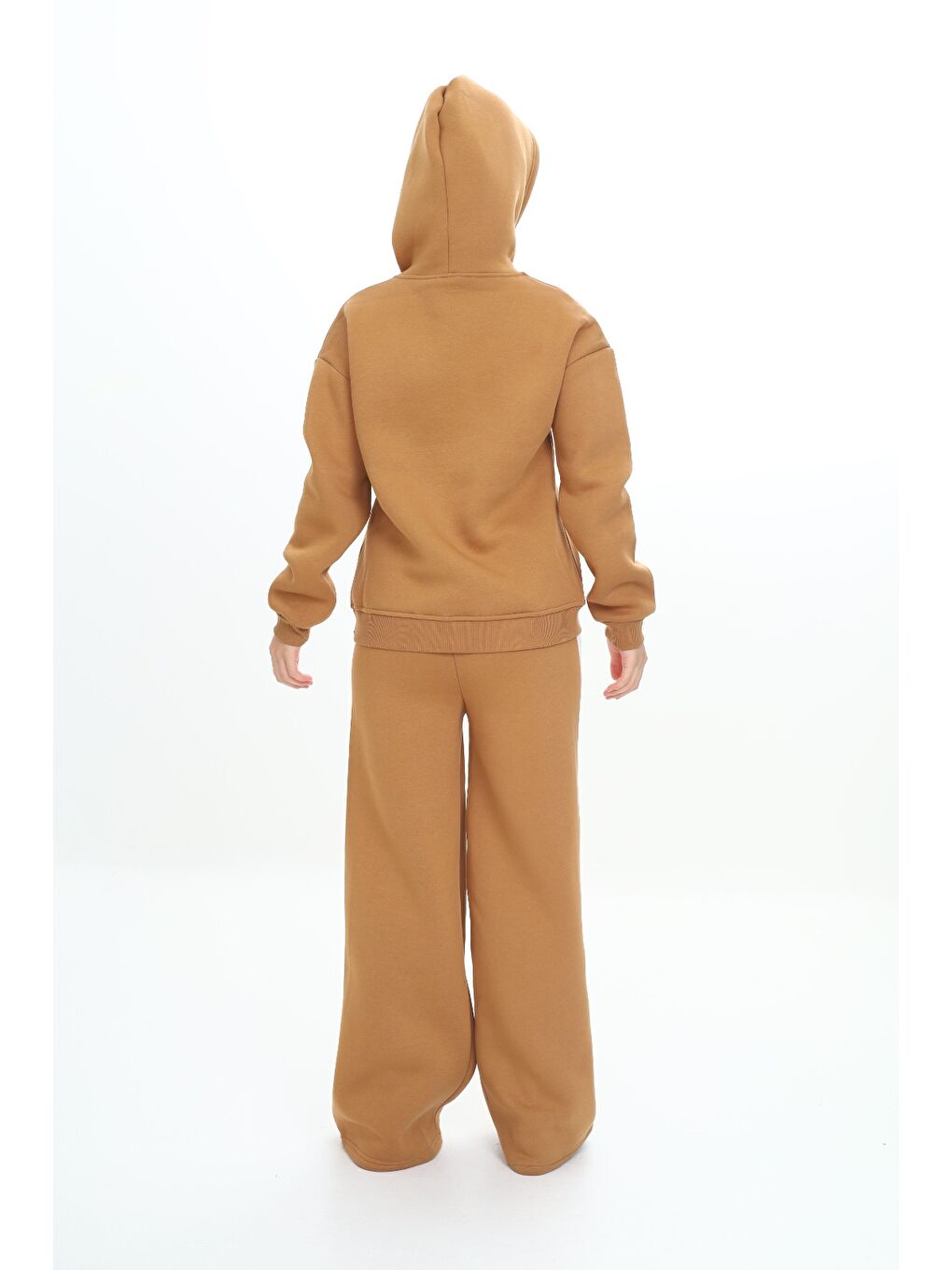 Kahverengi Kız Çocuk Kapüşonlu Eşofman Takım-3