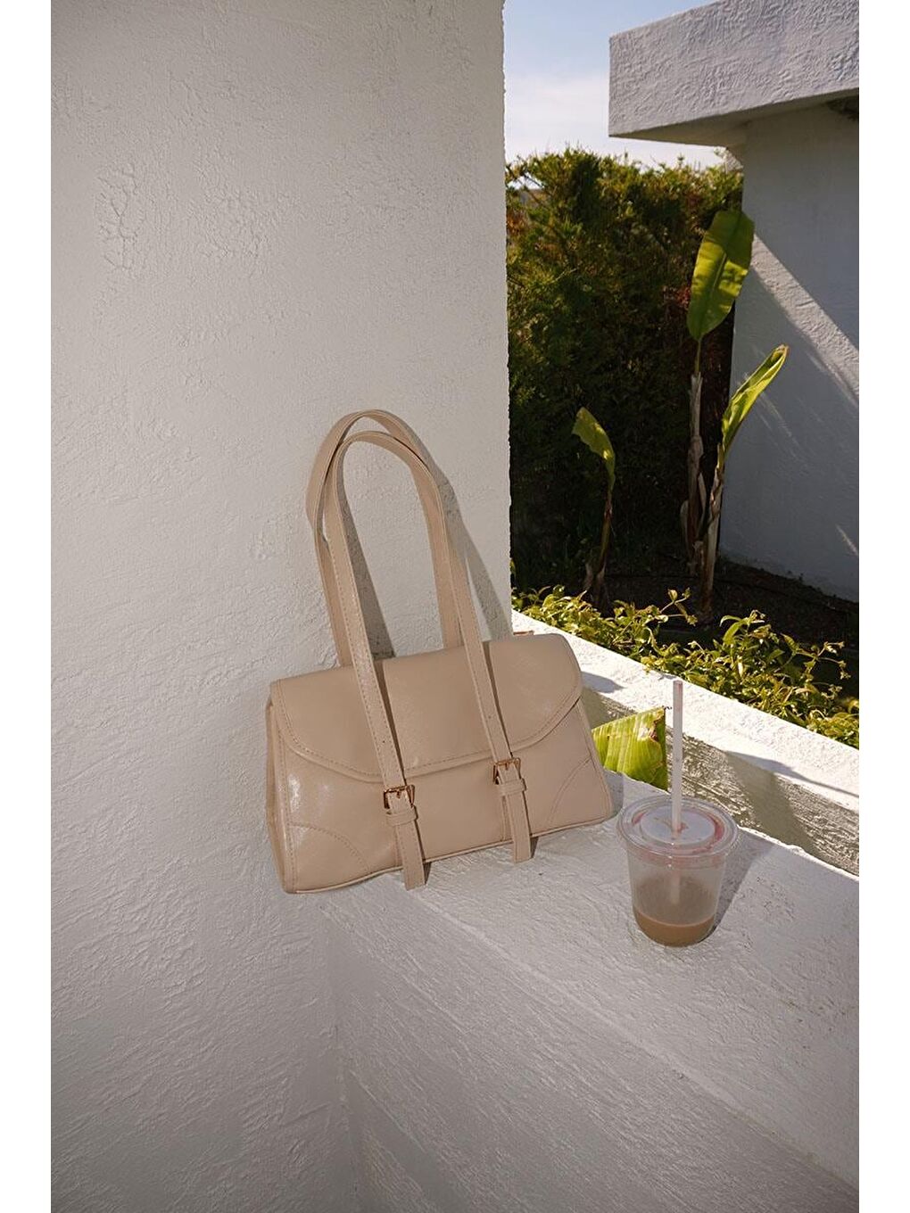 Ekru Lue Vintage Baget Çanta Krem-2