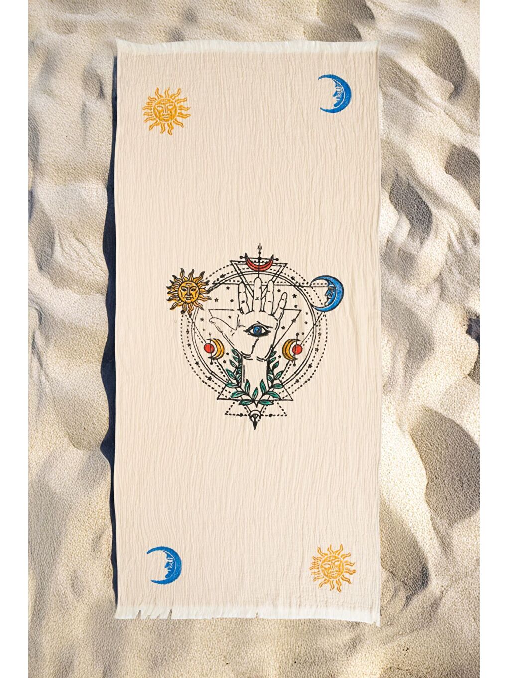 Ekru Organik %100 Pamuk Müslin Peştemal - Solyra-1