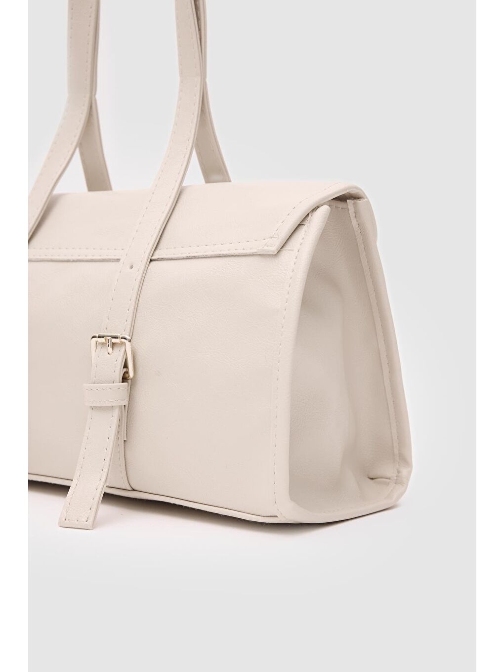 Ekru Lue Vintage Baget Çanta Krem-4