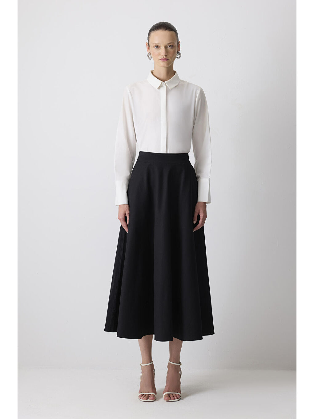 Siyah A Kesim Gabardin Etek