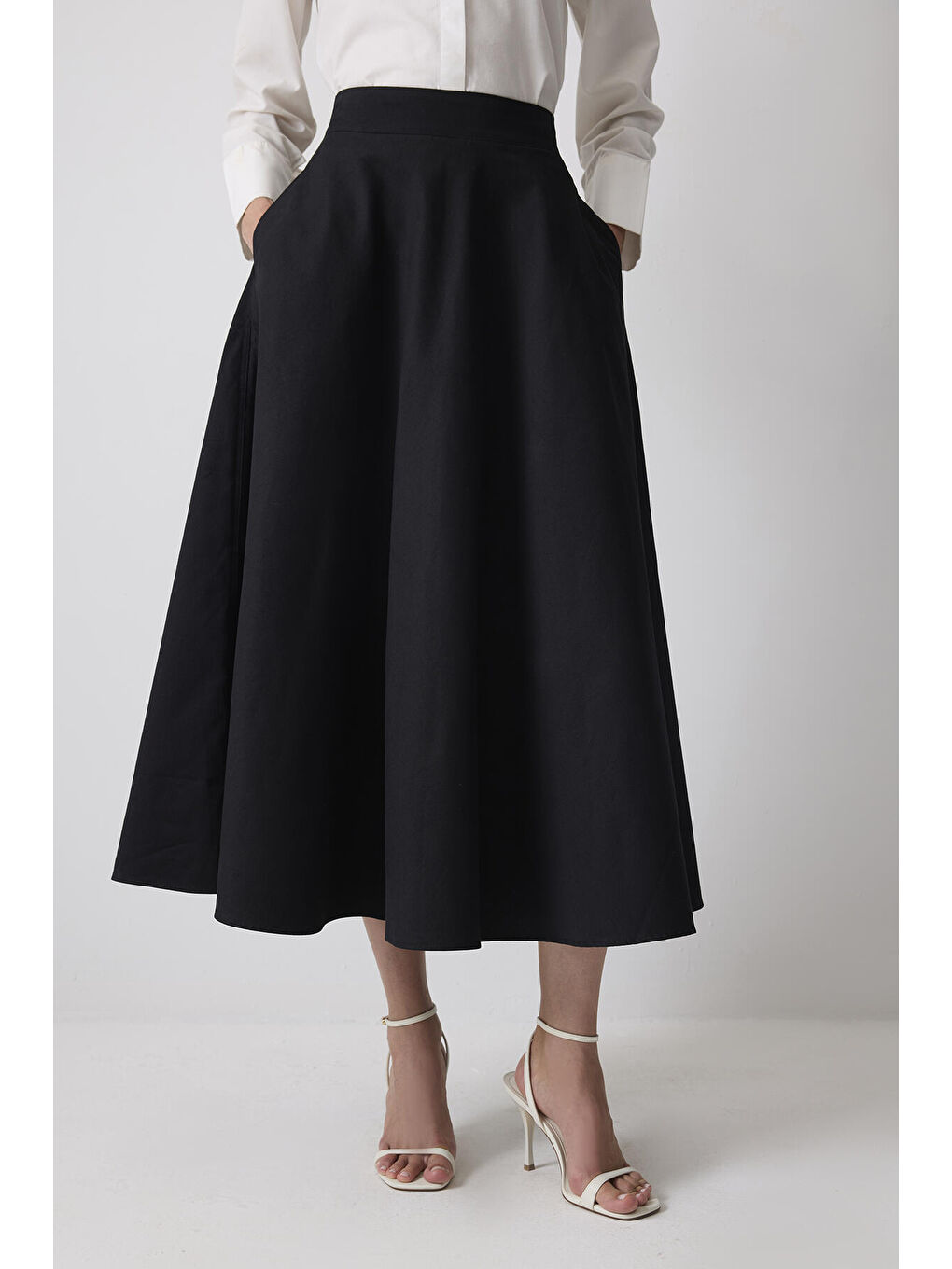 Siyah A Kesim Gabardin Etek-1