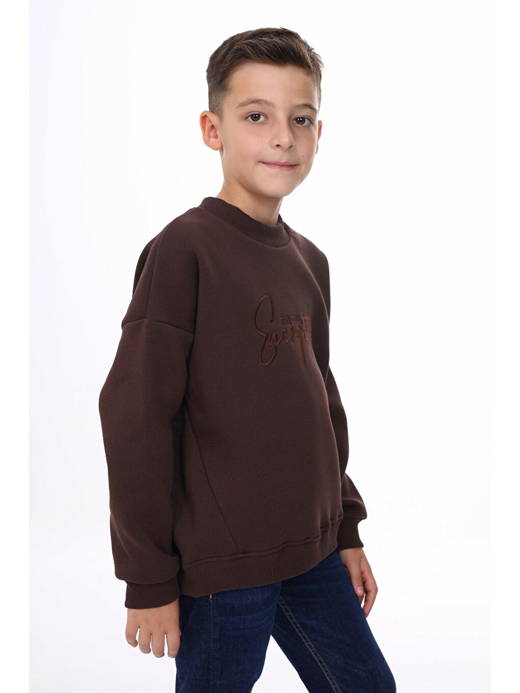 Kahverengi Erkek Çocuk Nakışlı Sweatshirt-2