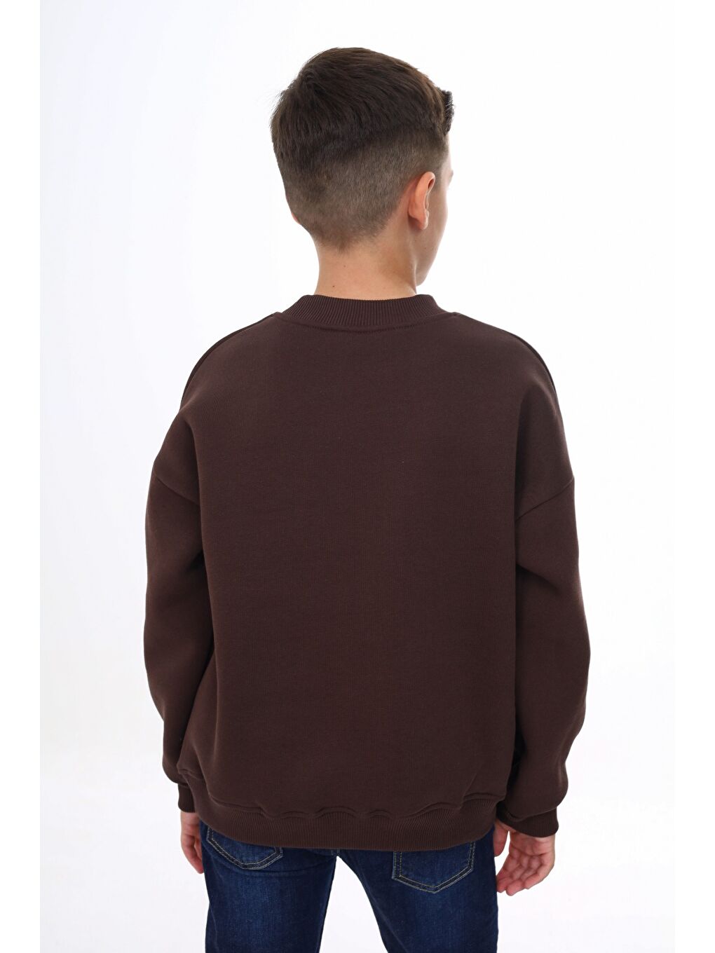 Kahverengi Erkek Çocuk Nakışlı Sweatshirt-4