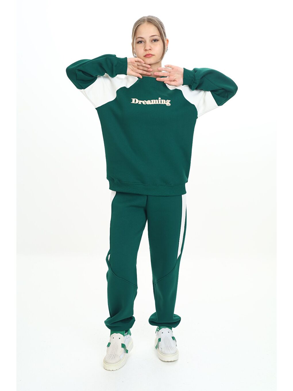 Yeşil Kız Çocuk Nakışlı Eşofman Takım-2