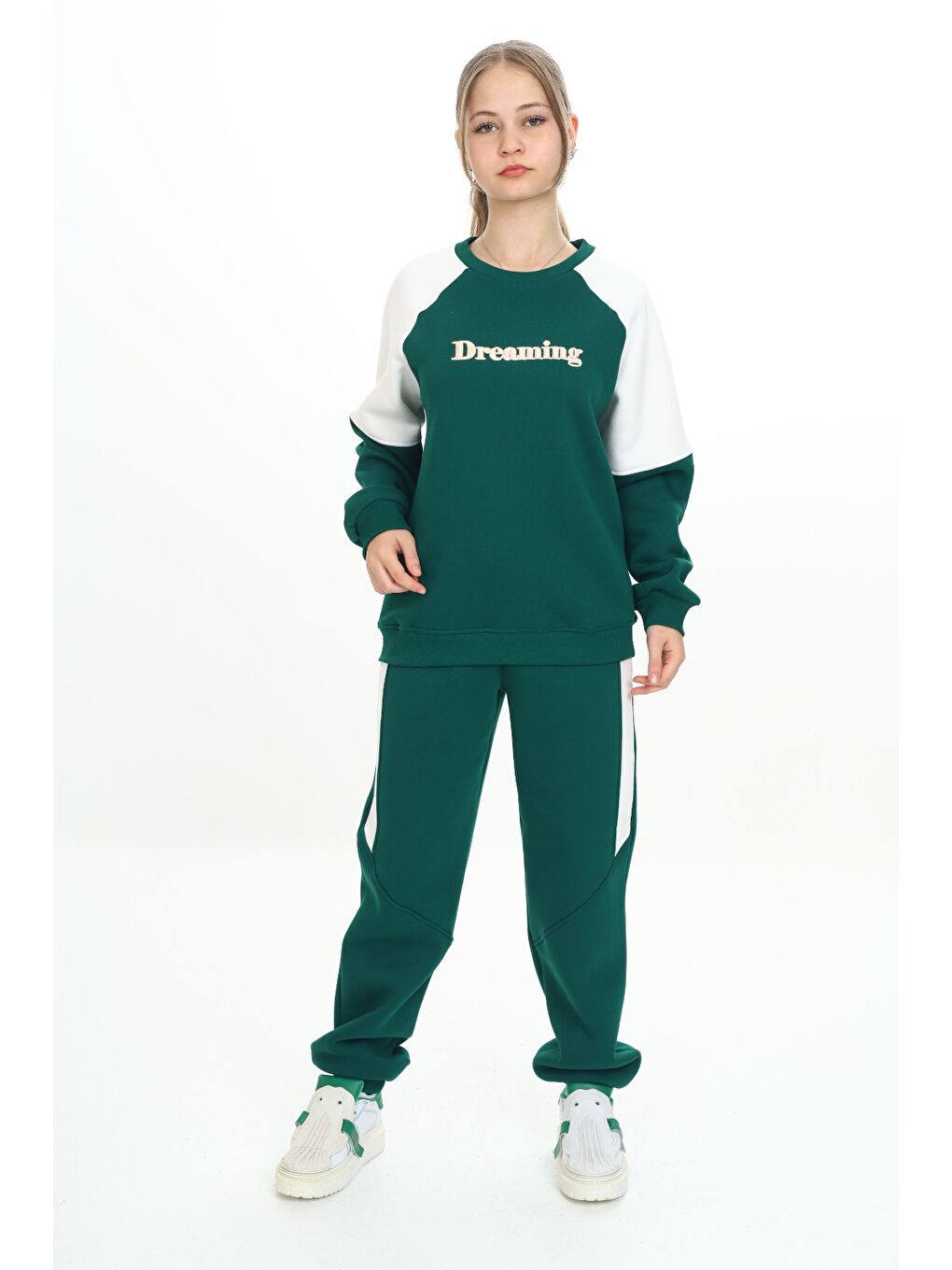 Yeşil Kız Çocuk Nakışlı Eşofman Takım-5