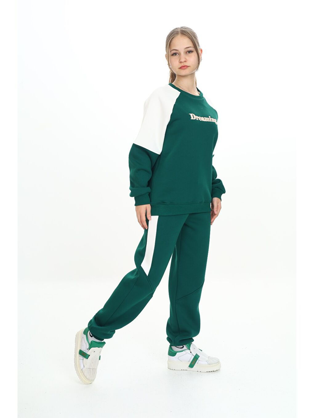 Yeşil Kız Çocuk Nakışlı Eşofman Takım-6