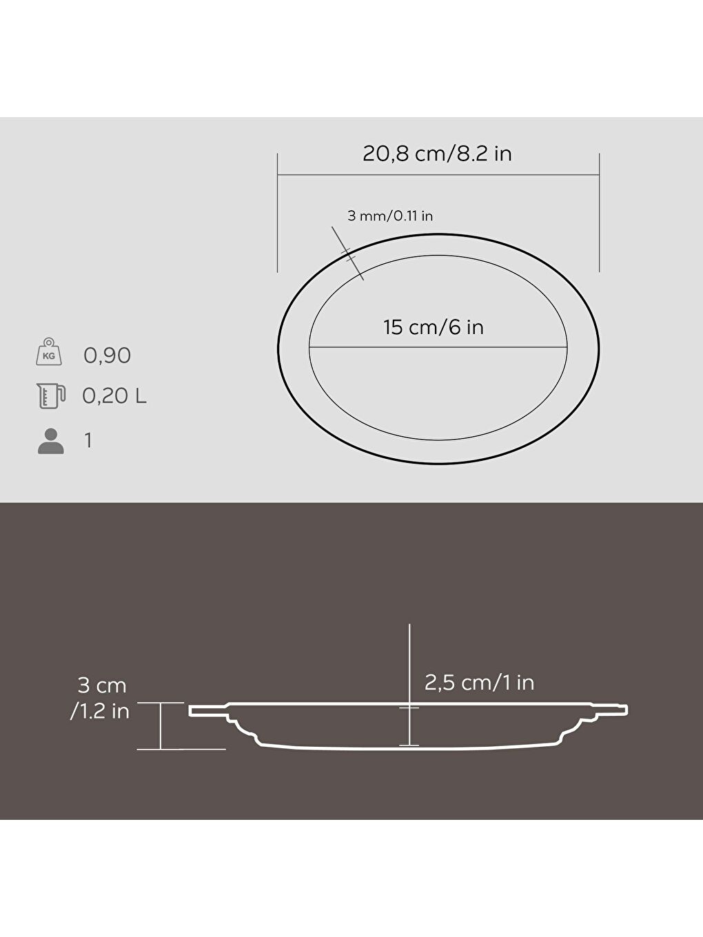 Siyah Oval Döner, Kebap Tabağı. Ölçü 21x16cm.-4