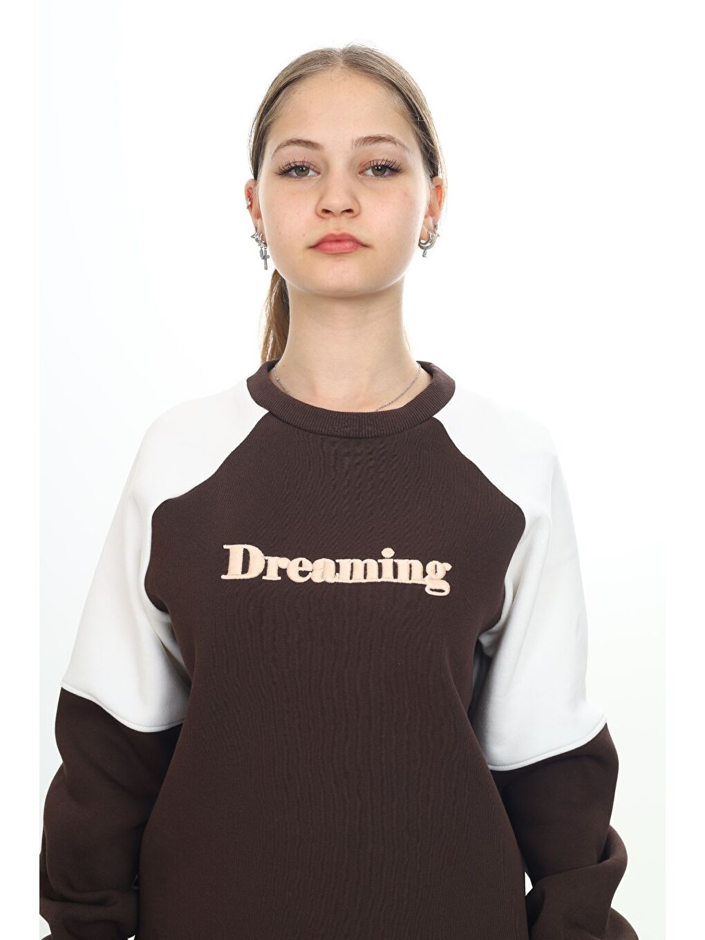 Kahverengi Kız Çocuk Nakışlı Eşofman Takım-6