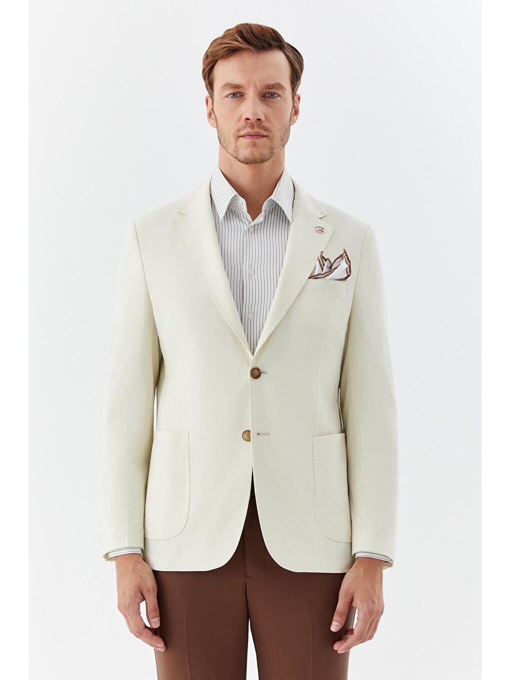 Ekru Mono Yaka Blazer Erkek Ceket