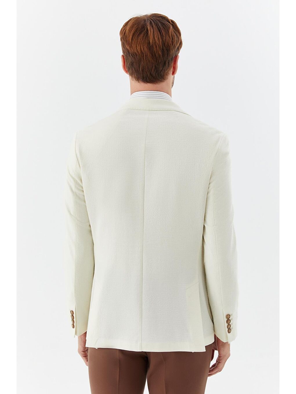 Ekru Mono Yaka Blazer Erkek Ceket-4