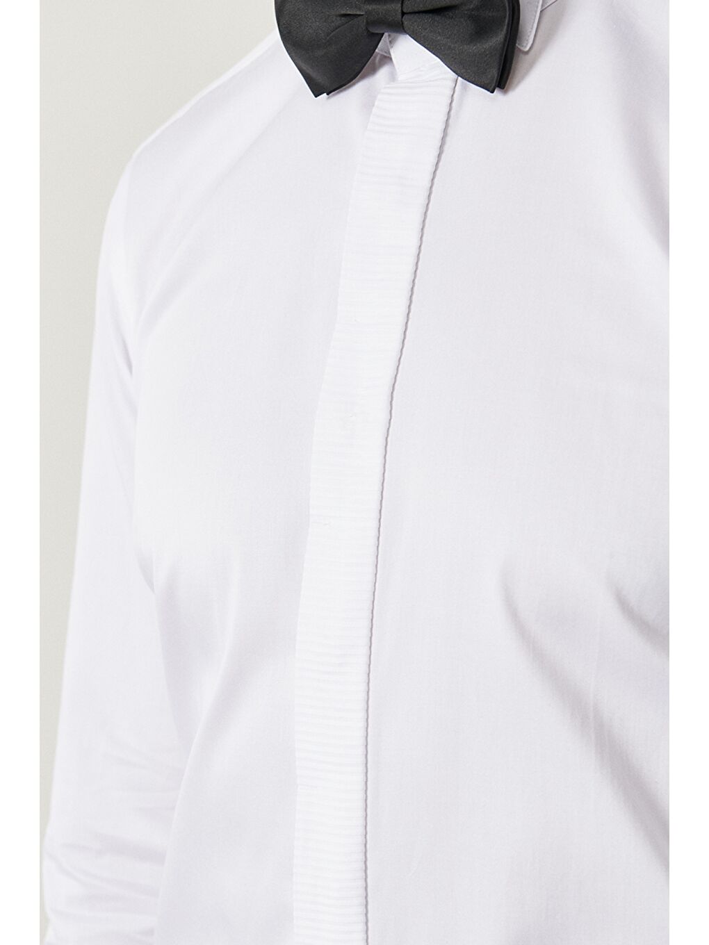 Erkek Beyaz Beyaz Damatlık Ata Yaka Tailored Slim Fit Gömlek-2