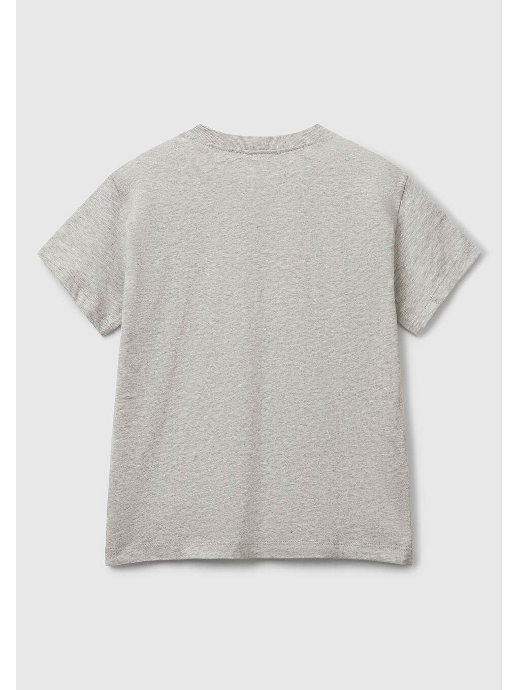 Erkek Çocuk Gri Melanj Benetton Logo Baskılı T-Shirt-1