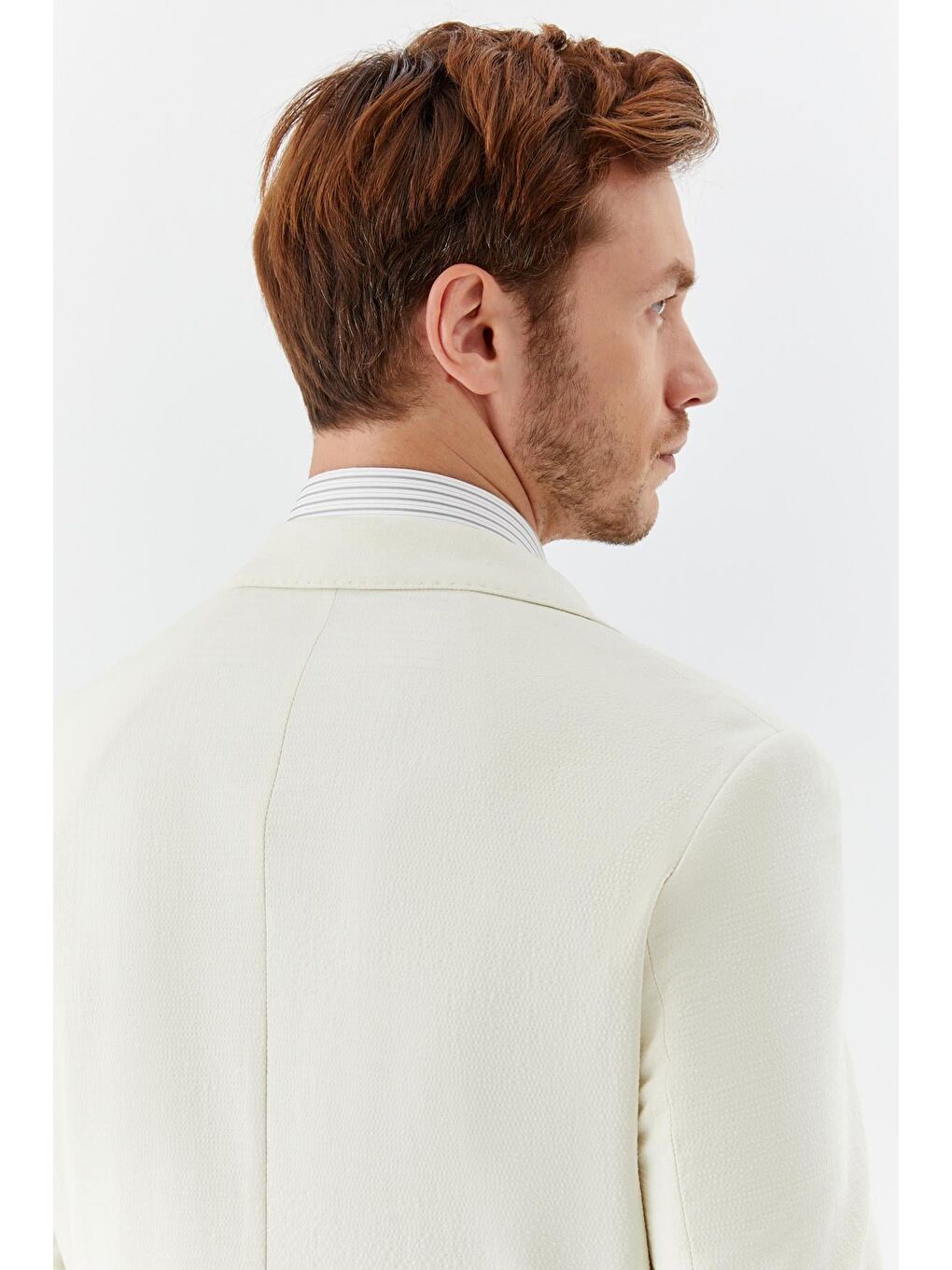 Ekru Mono Yaka Blazer Erkek Ceket-5