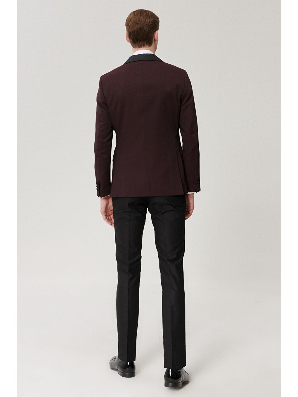 Erkek Bordo-Siyah Ekstra Slim Fit Desenli Smokin Damatlık-5