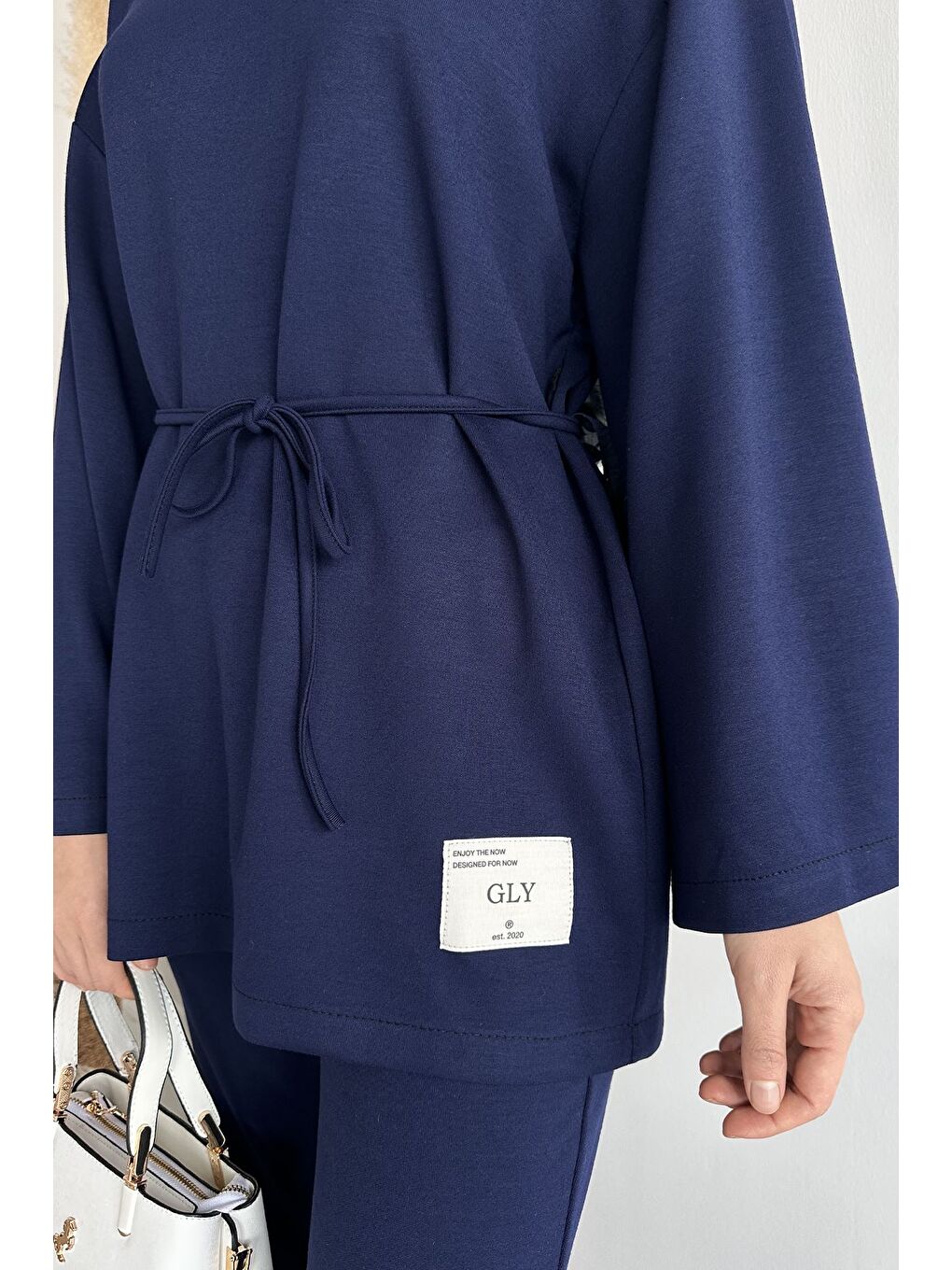 Lacivert Amblem Detaylı Tunik Bel Lastikli Pantolon Tesettür İkili Takım-8