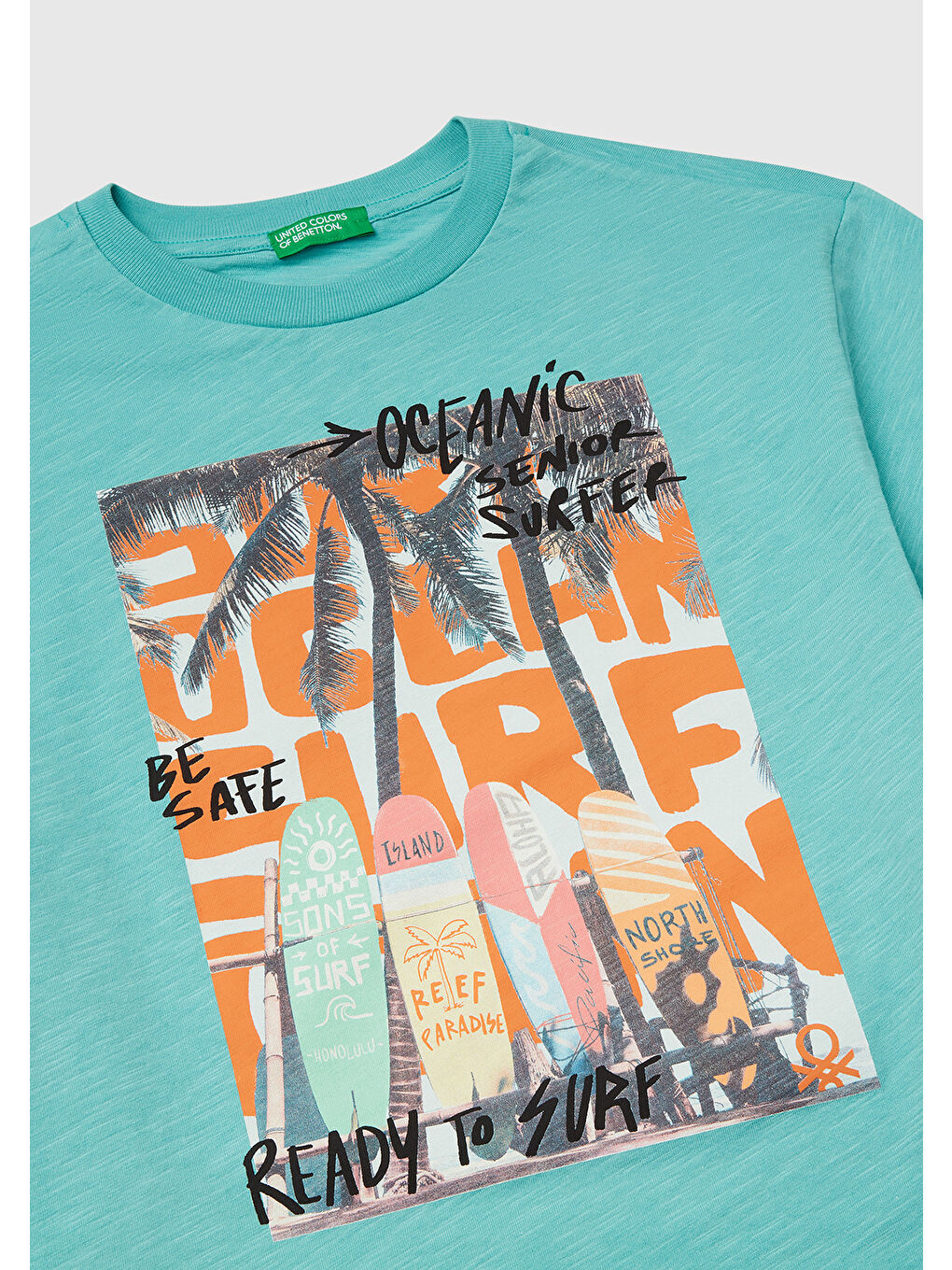 Erkek Çocuk Mint Yeşili Fotoğraf Baskılı Oversize T-Shirt-2