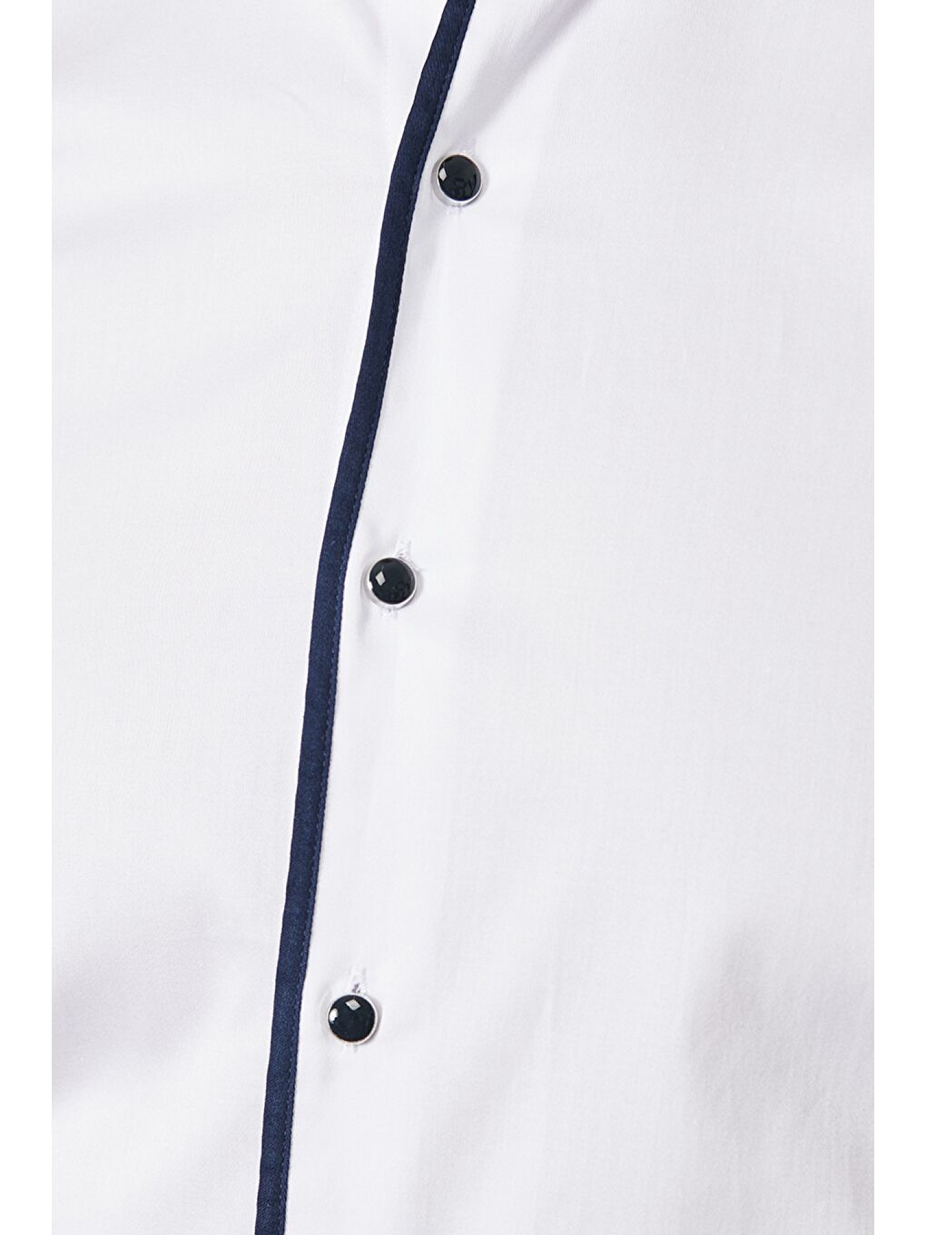 Erkek Beyaz-Lacivert Damatlık Ata Yaka Tailored Slim Fit Gömlek-3