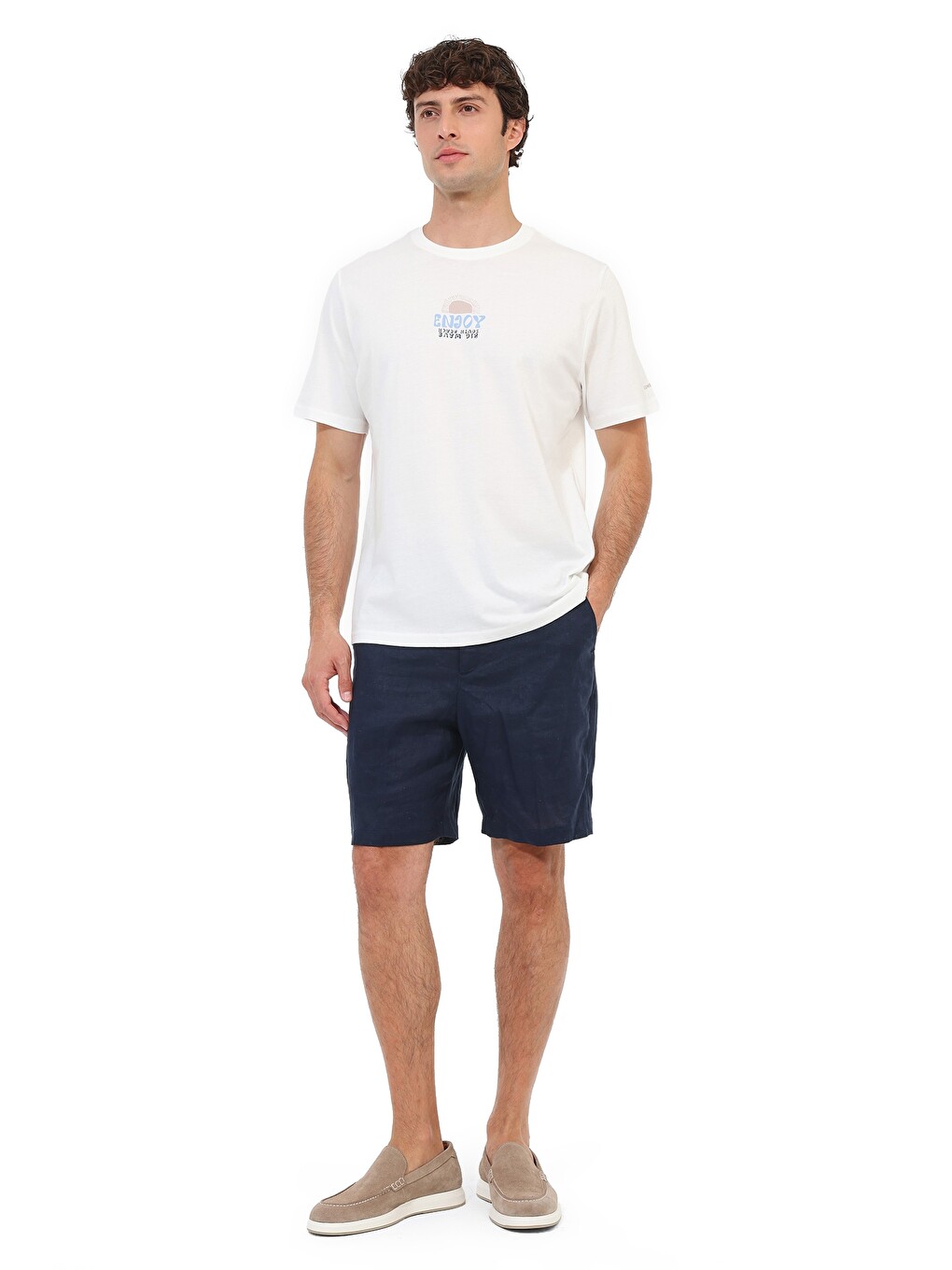 Bej Kısa Kol T-shirt Erkek Ekru Ml Sunos 11hl-305-2