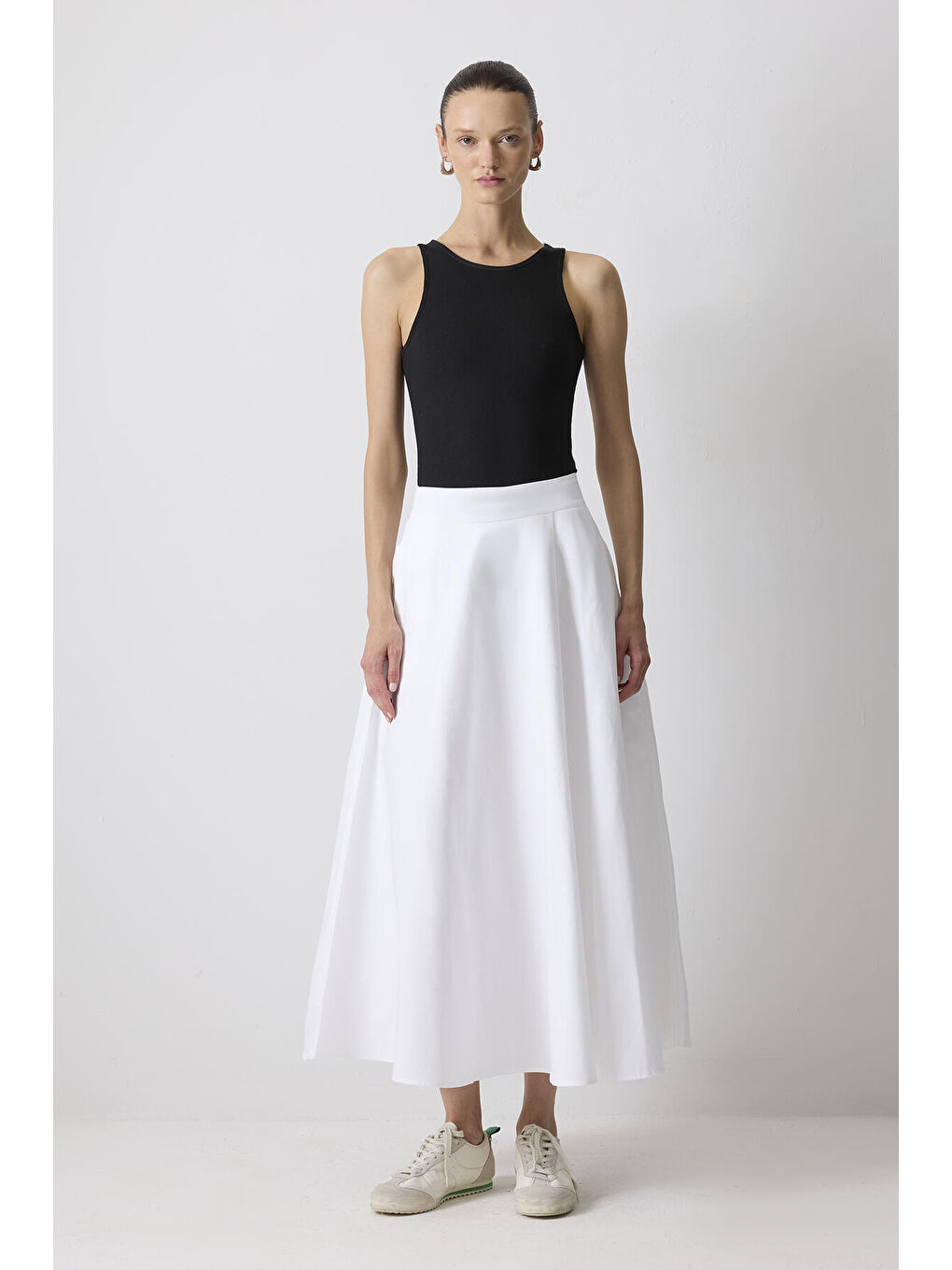 Ekru A Kesim Gabardin Etek