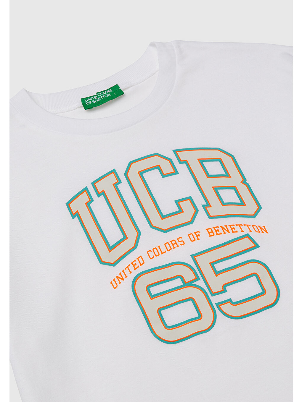 Erkek Çocuk Beyaz Benetton Logo Baskılı T-Shirt-2