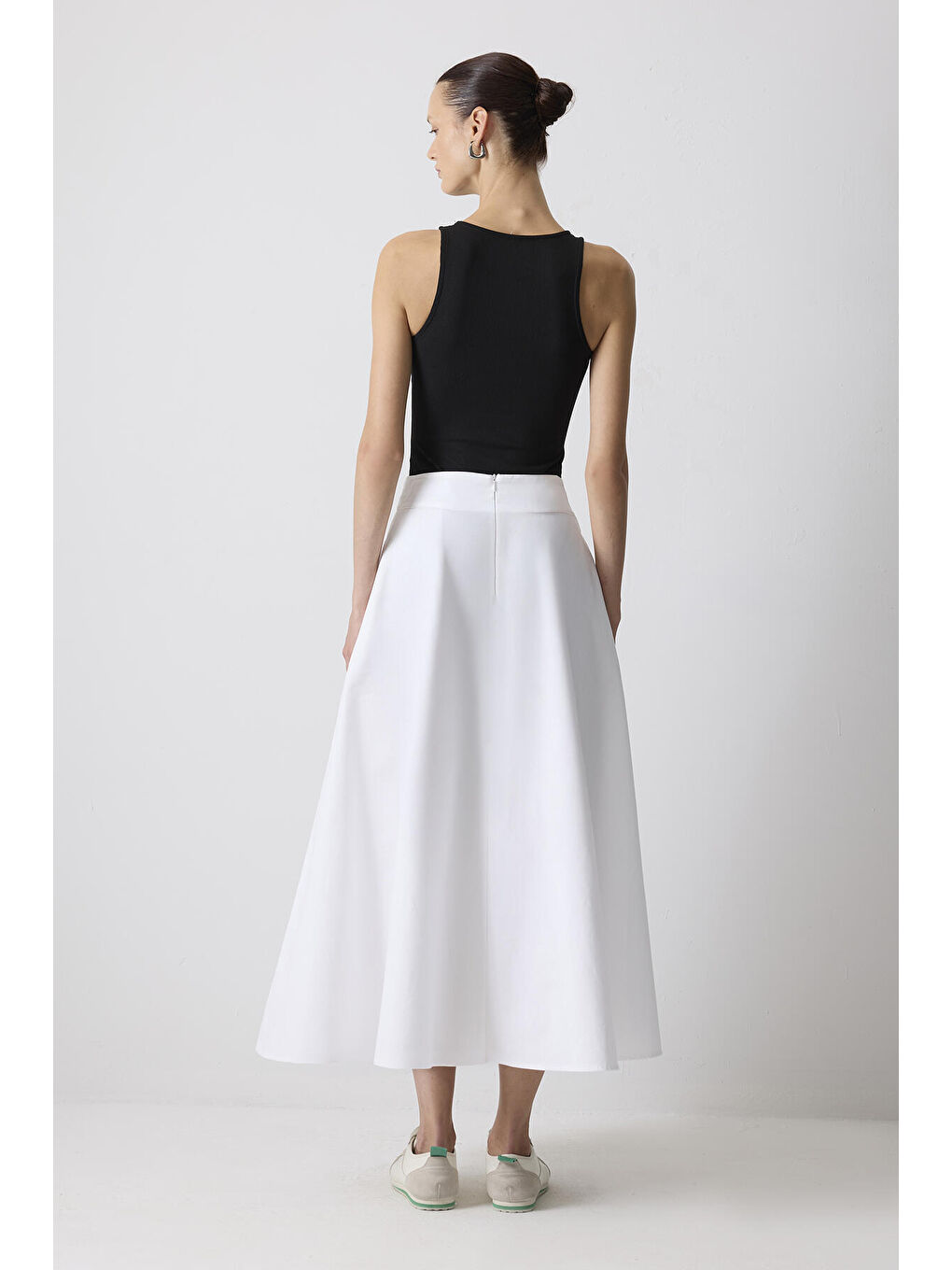 Ekru A Kesim Gabardin Etek-3