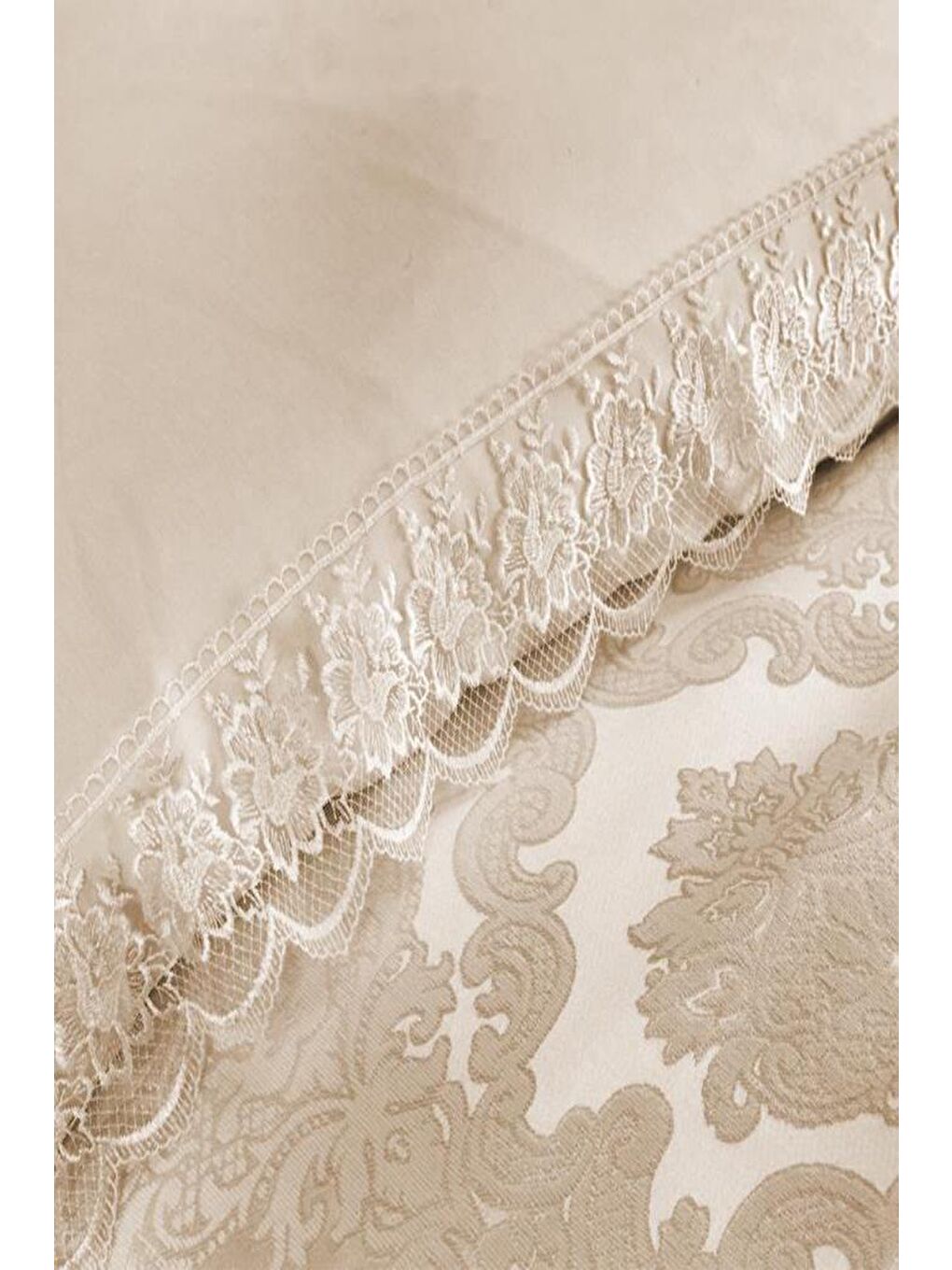 Kahverengi Fransız Dantelli Lalezar Gelin Seti 7 Parça Cappucino-2