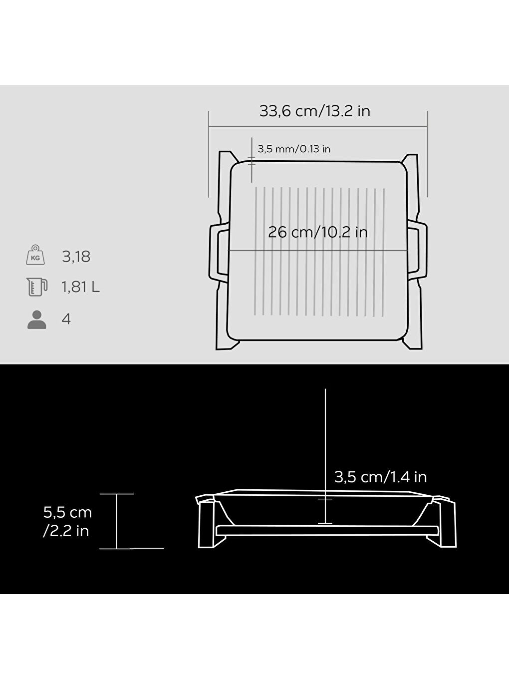 Siyah Kare Izgara Tavası Kayın Servis Ahşabı Döküm Demir Yekpare Çift Kulplu Ölçü 26x26cm.-4
