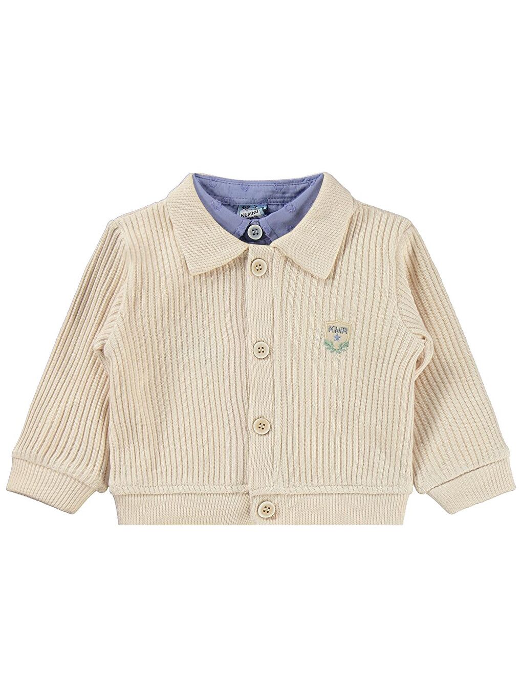 İndigo Hırka Nakışlı Gömlek Pantolon 6-18 Ay Takım - Mavi 6-9 Ay-1