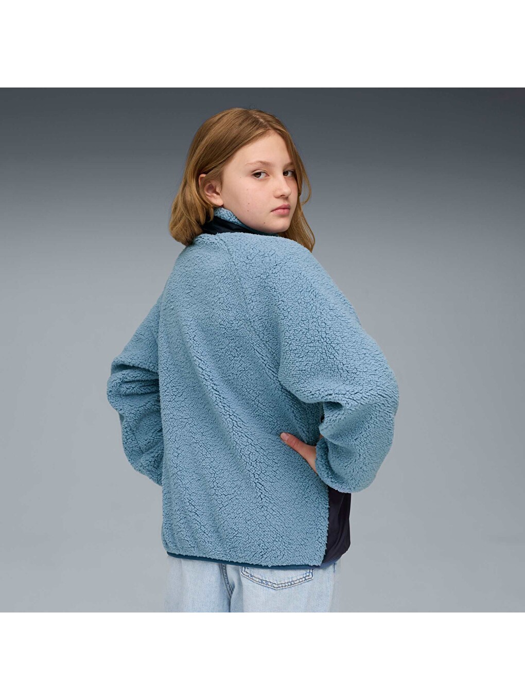Mavi HYBRID Sherpa Genç Fermuarlı Sweatshirt-1