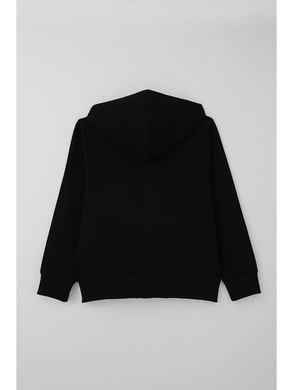 Erkek Çocuk Hırka Basic Kapüşonlu Fermuarlı Siyah (6-10 Yaş)-1