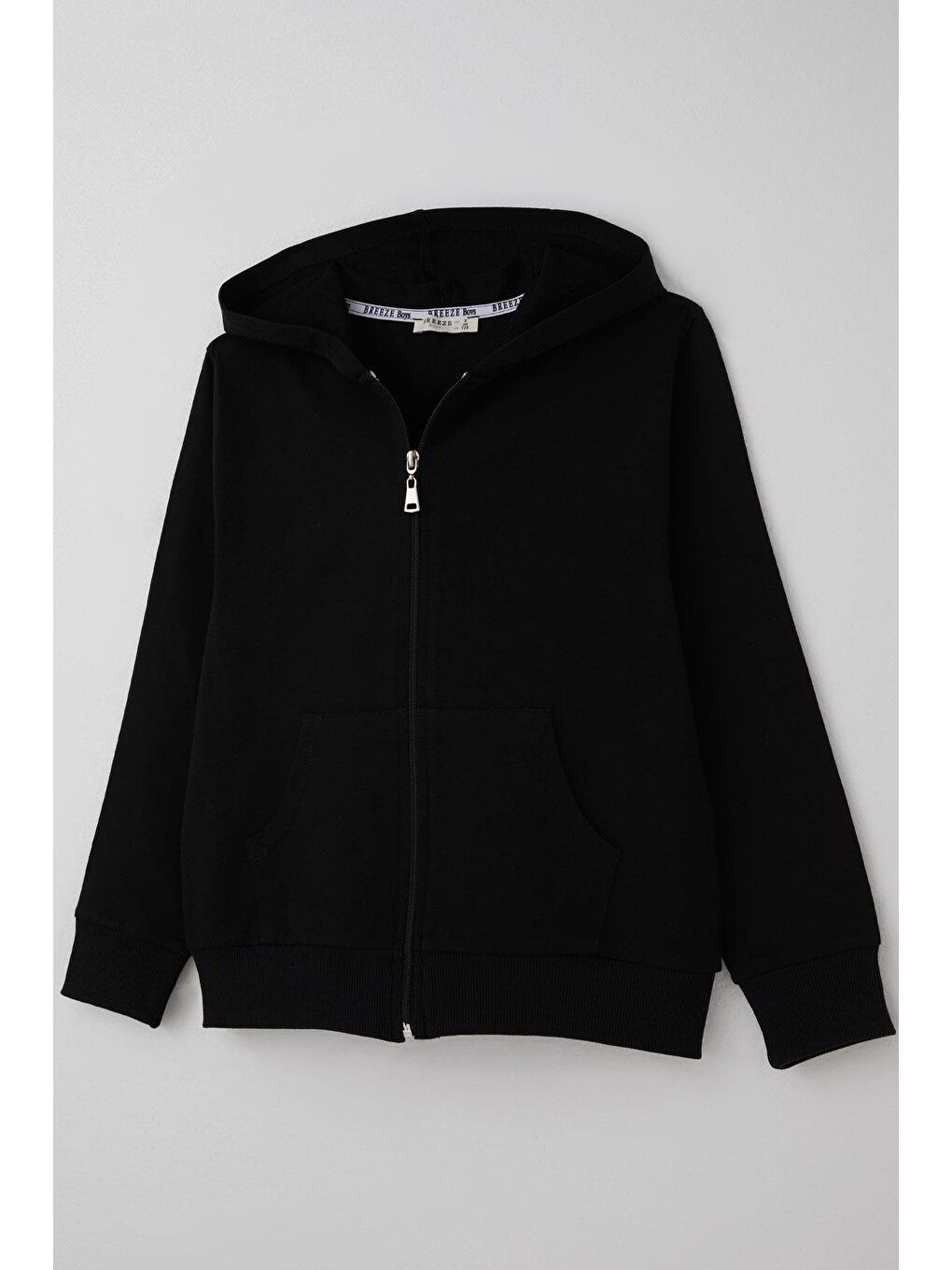 Erkek Çocuk Hırka Basic Kapüşonlu Fermuarlı Siyah (6-10 Yaş)-2
