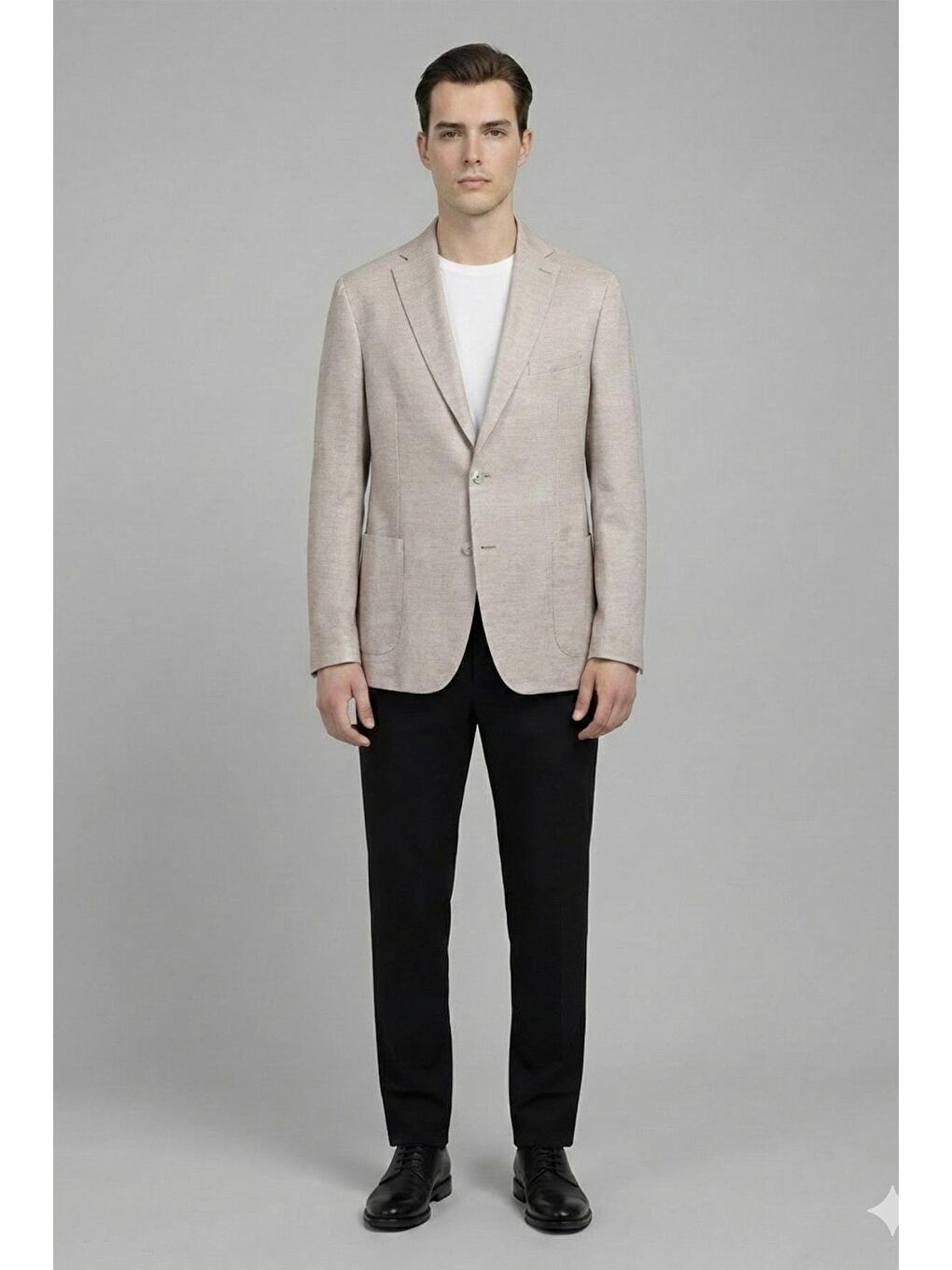 Pembe Erkek Pudra Slim Fit Pamuklu Mono Yaka Torba Cep Casual Ceket-2