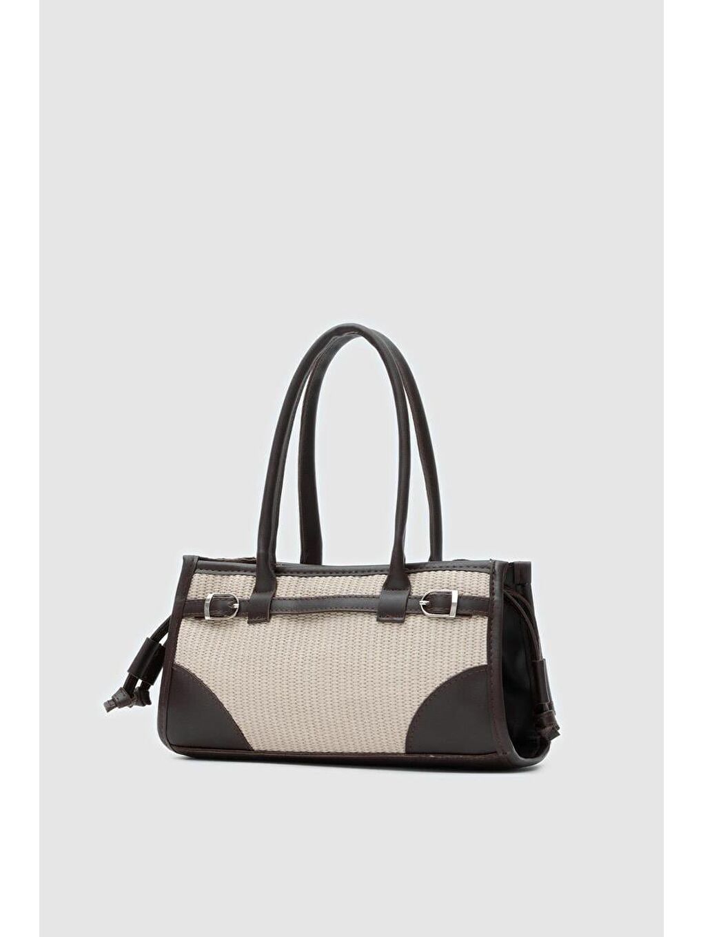 Ekru Maison Hasır Baget Çanta Krem-1