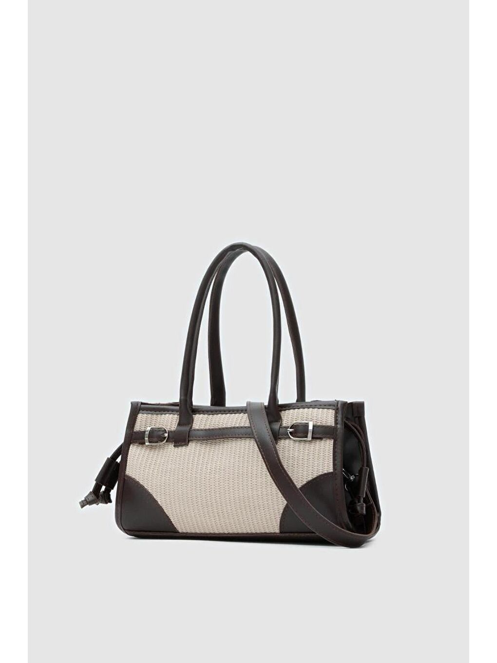 Ekru Maison Hasır Baget Çanta Krem-2