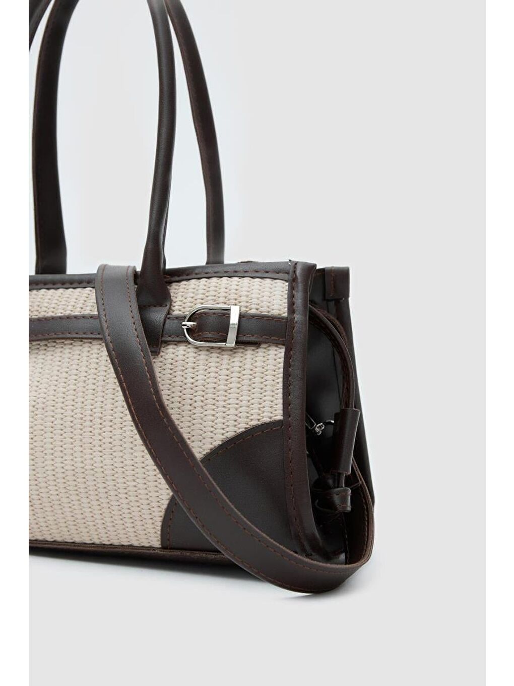 Ekru Maison Hasır Baget Çanta Krem-3