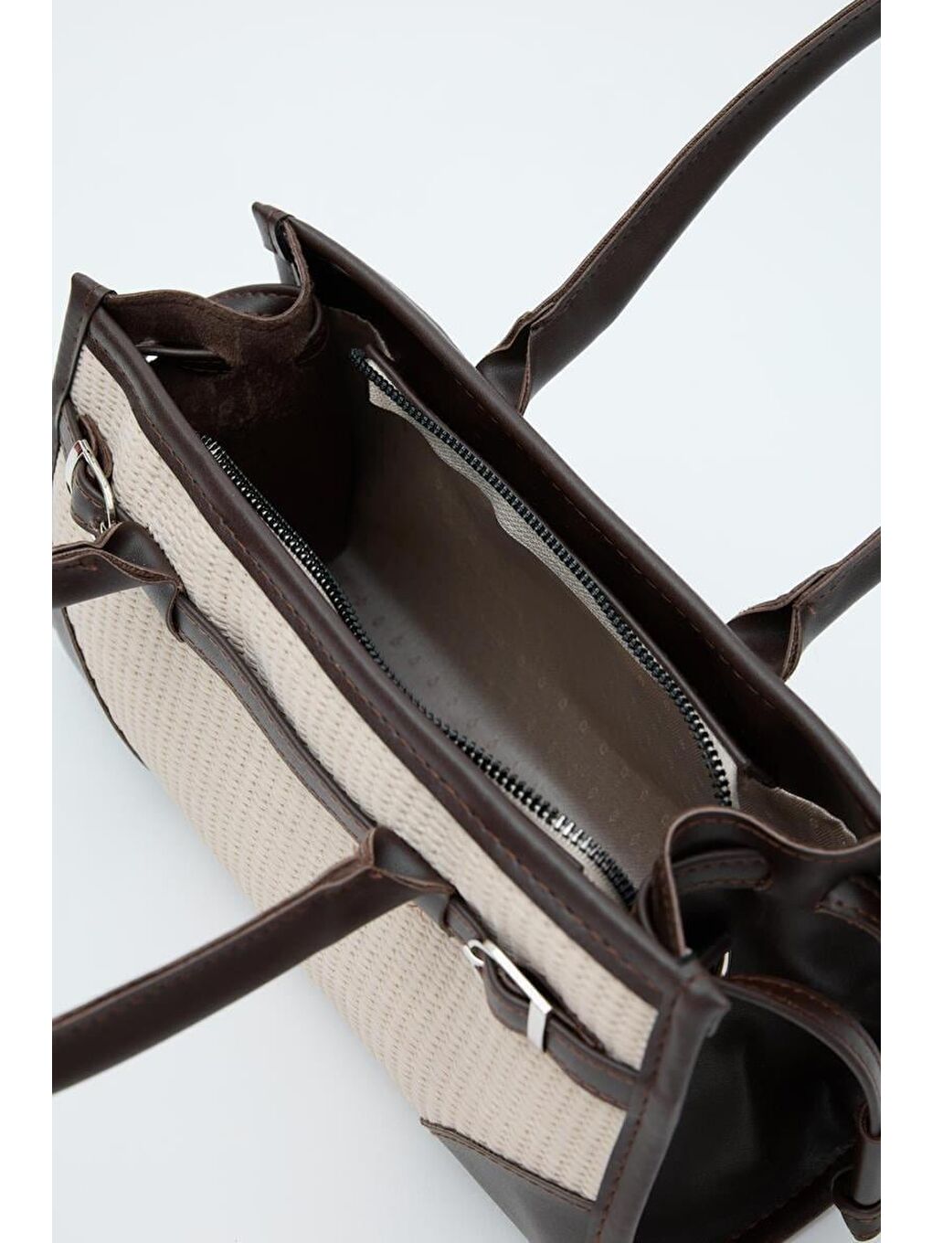 Ekru Maison Hasır Baget Çanta Krem-4