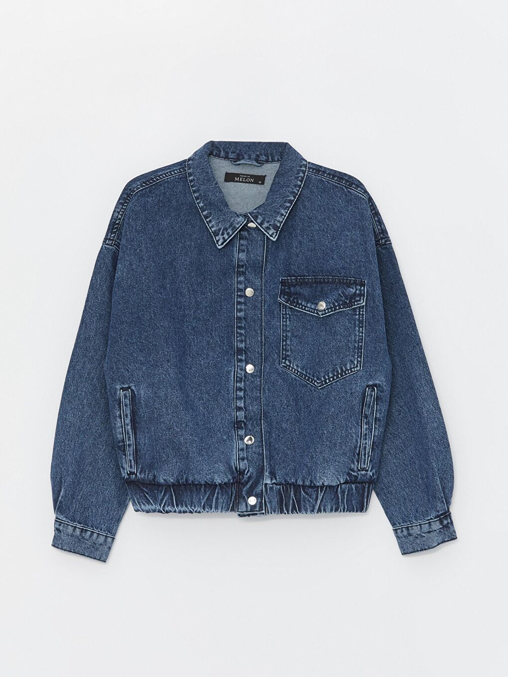 Pieces of Melon Koyu Mavi Cep Detaylı Denim Bomber Ceket - 4