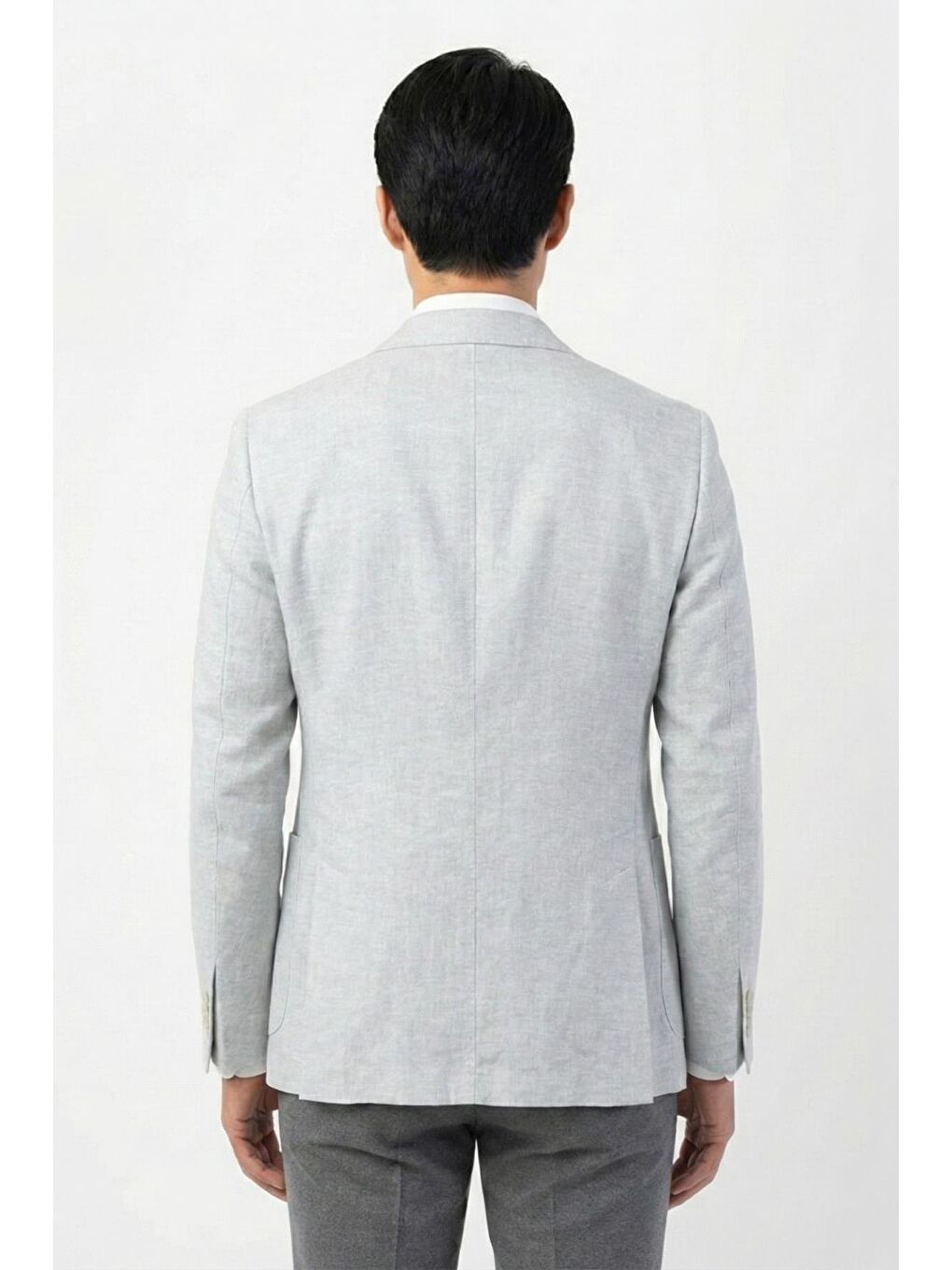 Erkek Gri Pamuk Karışımlı Mono Yaka Slim Fit Ekose Blazer Ceket 6 Drop-2