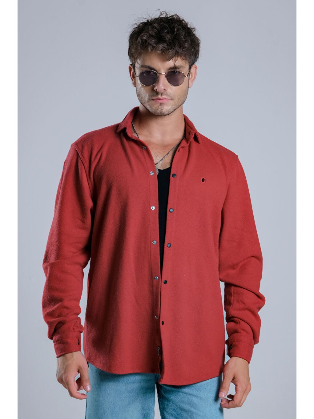 Kırmızı Penye Dokuma Kışlık Gömlek MAR 4218