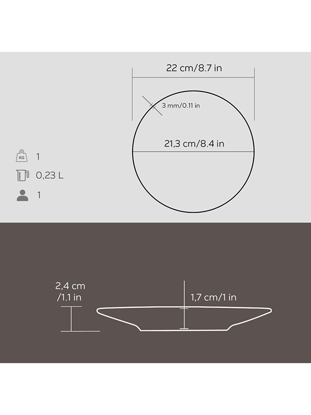 LAVA Siyah Yuvarlak Servis Tabağı Çap(Ø)21cm. - 2