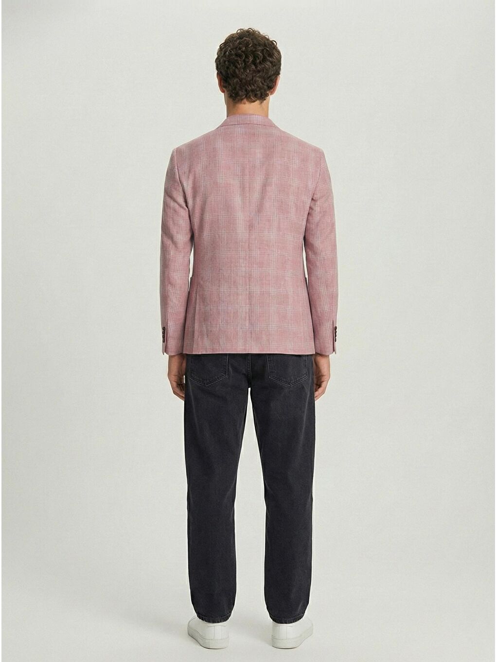 Kahverengi Erkek Kiremit Slim Fit Pamuklu Mono Yaka Kareli Casual Ceket-2