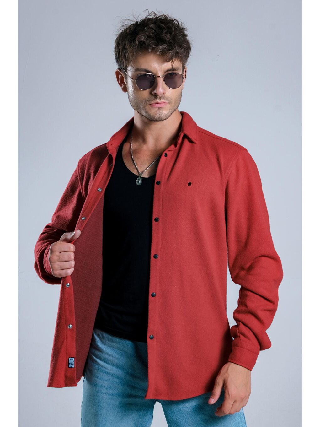 Kırmızı Penye Dokuma Kışlık Gömlek MAR 4218-1