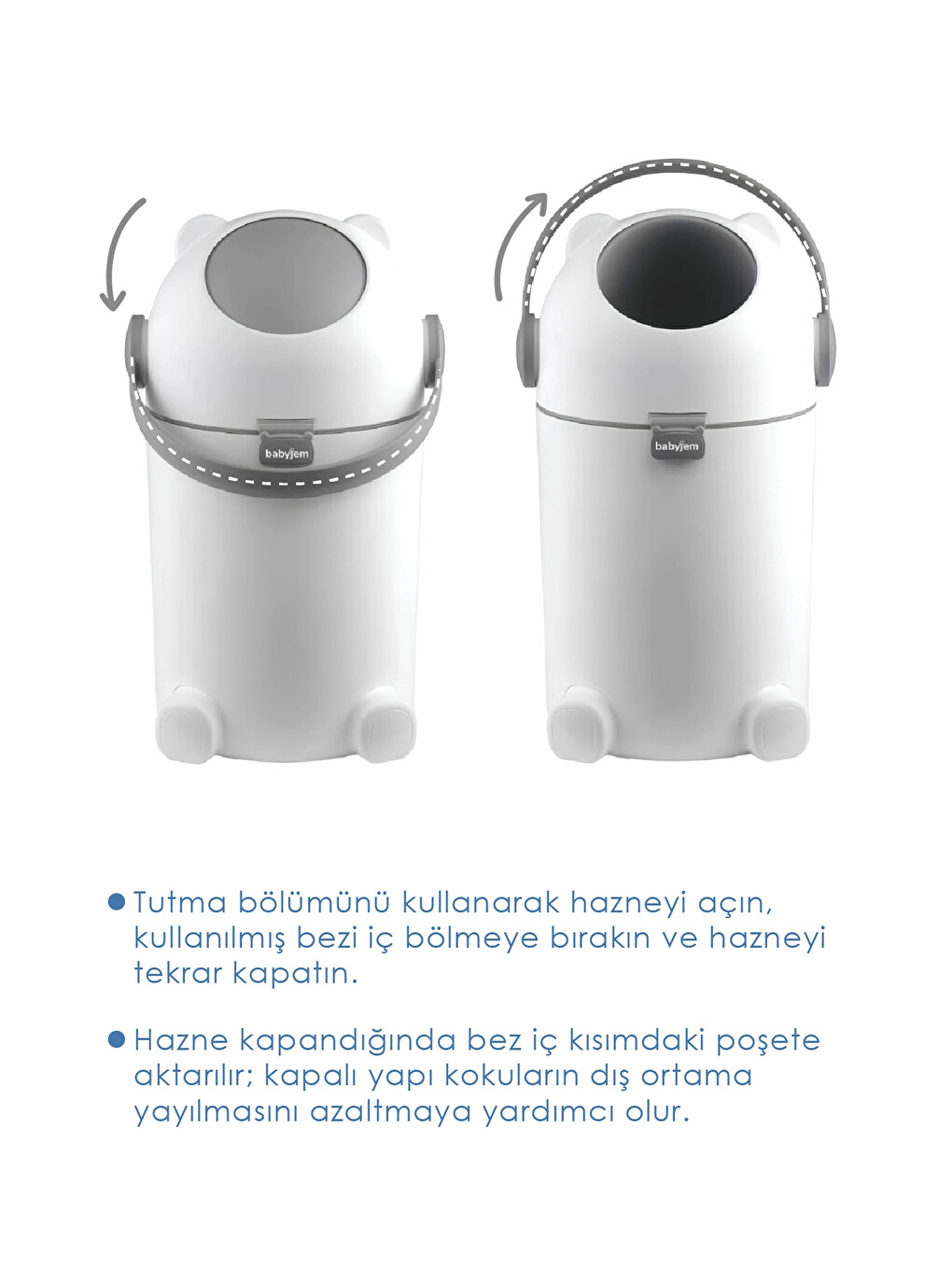 Koku Önleyici Bebek Bezi Çöp Kovası (kartuş Gerektirmez)-4