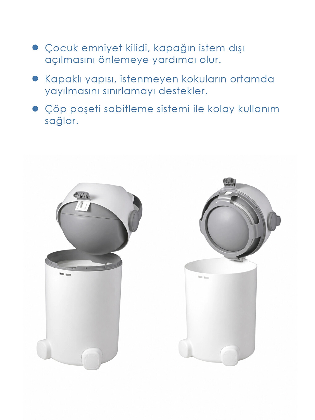 Koku Önleyici Bebek Bezi Çöp Kovası (kartuş Gerektirmez)-6