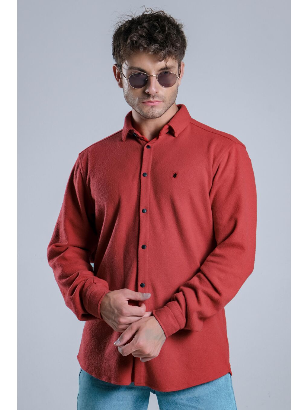 Kırmızı Penye Dokuma Kışlık Gömlek MAR 4218-2