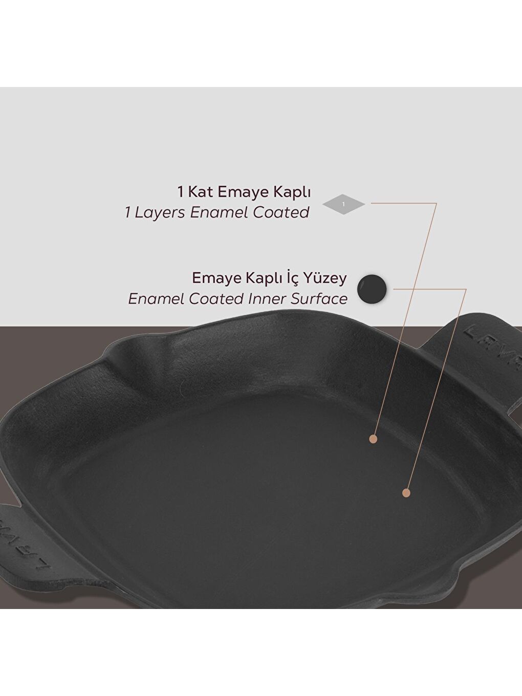 LAVA Siyah Kızartma Tavası Döküm Demir Yekpare Çift Kulplu Ölçü 26x26cm. - 5